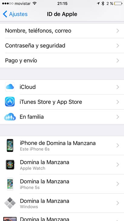 Nuevo perfil del ID de Apple en iOS 10.3